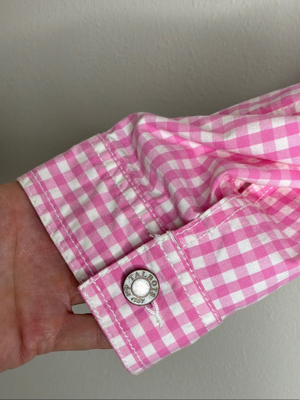 Talbots Pink Gingham Button-Front Cotton Jacket - Picture 6 of 12